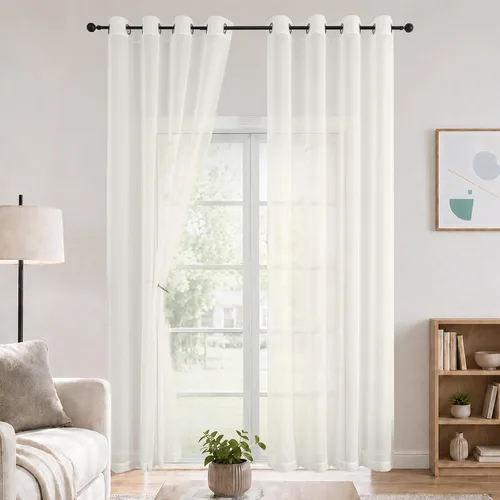 Vista 14 de OWENIE Cenefa transparente con ojales negros para ventanas, 2 paneles de 52