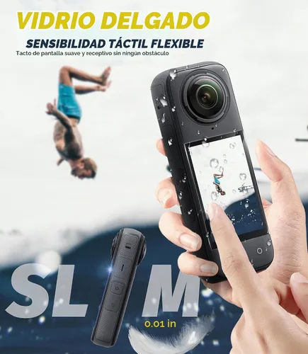 Vista 5 de Orzero Paquete de 3 protectores de pantalla de cámara compatibles con accesorios Insta360 X4 Air con herramienta de alineación automática, protector