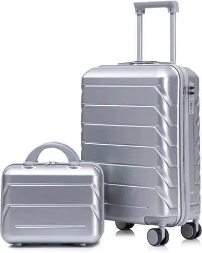 Vista 84 de Merax 3 piezas expandible ABS Hardshell equipaje Sets Spinner Wheel Maleta TSA Lock Suit Case, Apertura frontal negra, Juego de 2 piezas, Maleta