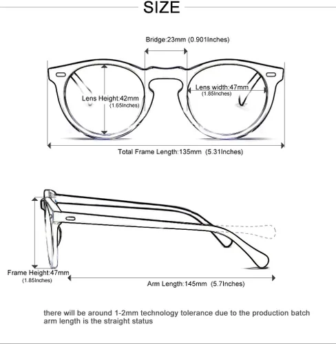 Vista 4 de Gafas redondas vintage con lente transparente de acetato de borde redondo grueso para hombres..