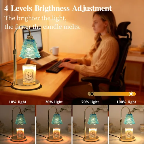Vista 4 de GEEZO - Lámpara calefactora de fragancia para velas, calentador de velas eléctrico con temporizador y regulador de intensidad, regalos de Navidad