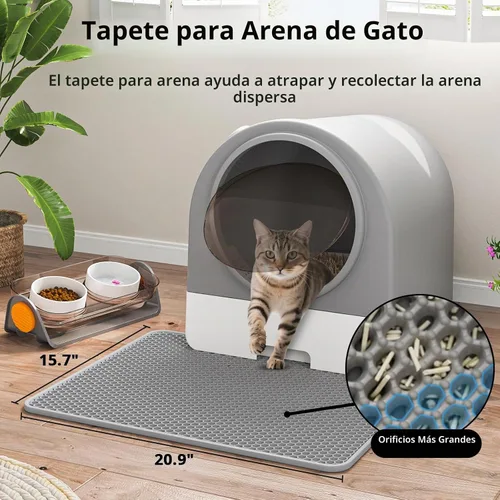 Vista 6 de Oneluck Caja de arena tipo cúpula, cajón tipo inodoro grande XL para gatos, cubierto a prueba de perros, con cuchara, alfombra, para control