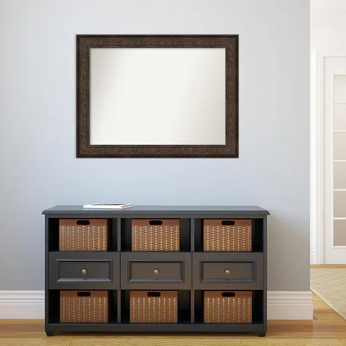 Vista 673 de Amanti Art Espejo de pared personalizado no biselado (25 x 25 pulgadas), marco de bronce acentuado, varios tamaños personalizados, espejo de baño