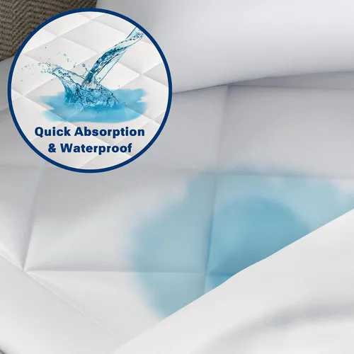 Vista 2 de Sleep Philosophy - Protector de colchón impermeable tamaño completo, funda de colchón acolchada y ajustada de microfibra, con 3M Scotchgard
