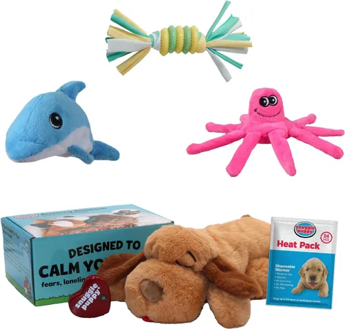 Vista 7 de Snuggle Puppy - Juguete original para cachorros con pulso y paquete de calor de sensación real, ayuda calmante para dormir para la ansiedad