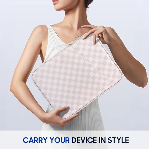 Vista 3 de TiMOVO Laptop Sleeve 13.3-14 Inch for MacBook Neo/Air/Pro, Khaki Checkered Cream Khaki Checkered