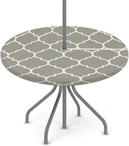Vista 16 de Fitted Round Tablecloth with Umbrella Hole and Zipper Buffalo Plaid Outdoor Elastic Table Cloth 36"-44" Oil-Proof Waterproof Moroccan Patio Table