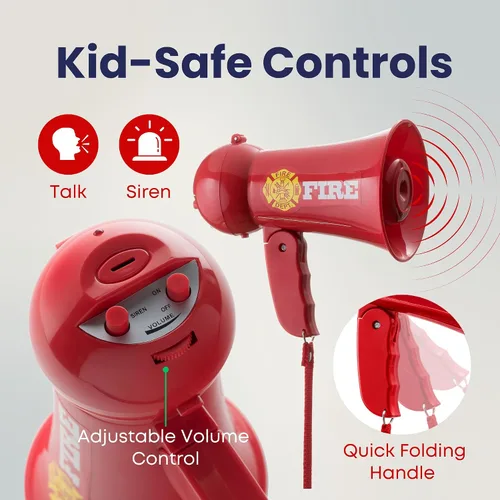 Vista 3 de Megáfono de bomberos de juguete para niños con sonido de sirena Micrófono de juguete manual