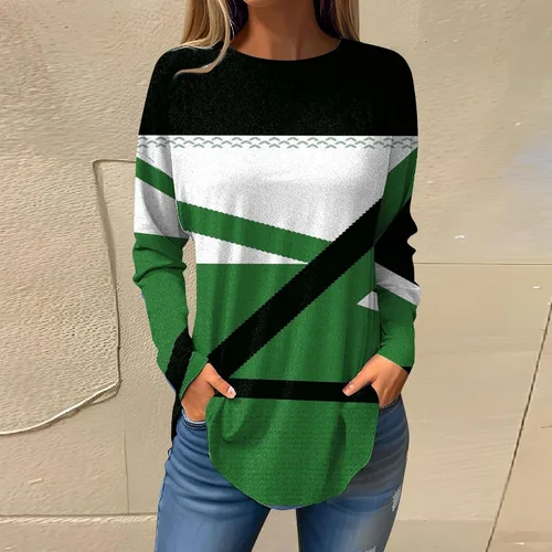 Vista 2 de Blusa tipo túnica para mujer, estilo casual, de manga larga, con estampado floral, cuello redondo, para otoño