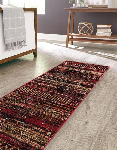 Vista 7 de Unique Loom Saturn Collection Alfombra de área - Relay (Runner 2' 2" x 5' 0", Beige/Gris)