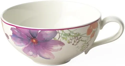 Vista 5 de Villeroy & Boch Mariefleur Gris Basic - Taza de té, 8.1 fl oz, Altura: 2.0 in, Porcelana Premium, Blanco/Multicolor