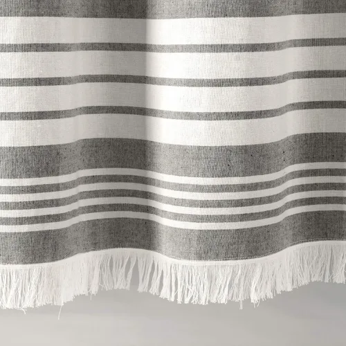 Vista 6 de Lush Decor - Cortina de regadera de borlas de algodón teñido en hilado Nantucket, 72" de ancho x 72" de largo, gris - Cortinas de regadera grises