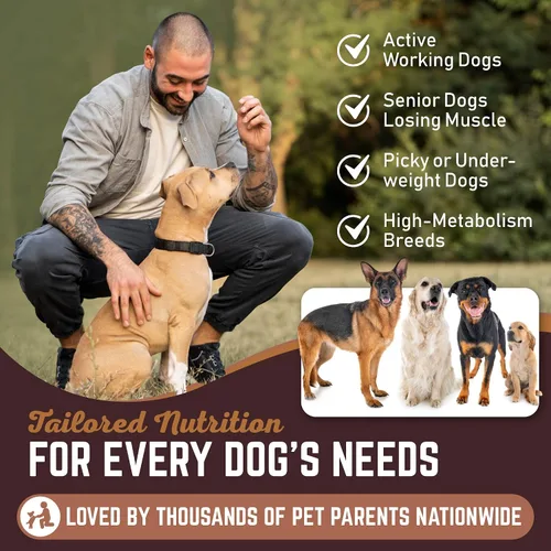 Vista 5 de All American Canine Ganador de peso para perros – Suplemento alimenticio para perros alto en calorías y proteína en polvo para un rápido aumento