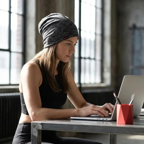 Vista 5 de EMF Protection Beanie, Silver Fiber Lined Soft Cotton Skull Cap, Elastic Comfortable Head Cover for Adults