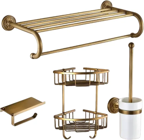 Vista 18 de High-End Retro Copper Bathroom Hardware Set – American and European Style Towel Rack Combination [Various Designs Available],Bath Towel Rack