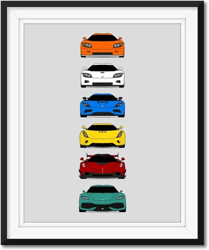 Vista 16 de Custom Car Posters Póster hecho a mano compatible con Mercedes-Benz Impresión de Evolución Arte de Pared Decoración Mejor de las Generaciones