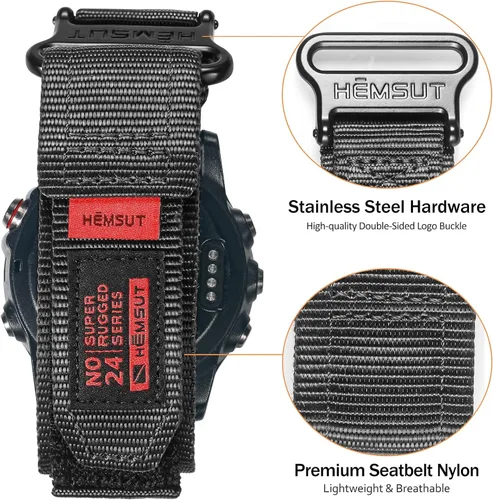 Vista 7 de Compatible con la correa de reloj Garmin, correa deportiva de nailon súper resistente con diseño de bucle tejido