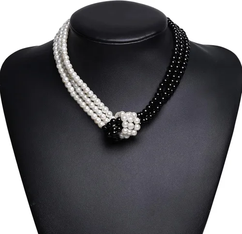 Vista 4 de Coucoland Collar de perlas de imitación de los años 20 collar de perlas con nudo Gatsby de los años 20 accesorios de perlas de flapper de los años