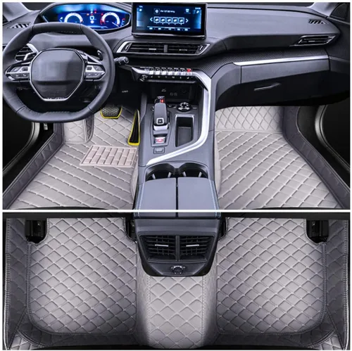 Vista 7 de Alfombrillas de cuero para automóvil Z4 Convertible E85 E86 2004-2008 2004-2008, tapete de cuero artificial, forro de piso impermeable completo Beige