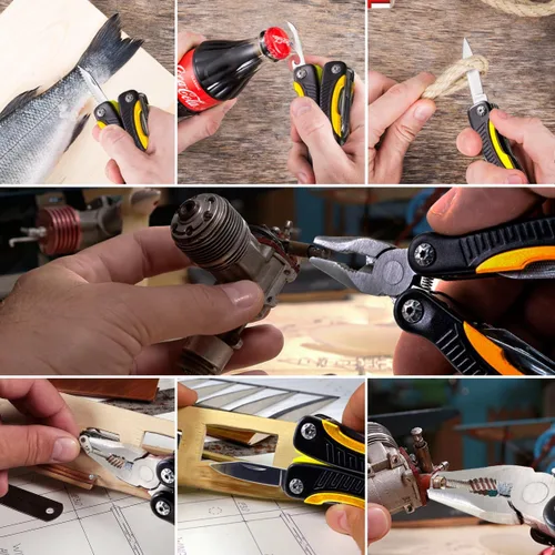 Vista 9 de Mini Multiherramienta de Bolsillo 12 en 1 con Cuchillo y Alicates - Mejor Accesorio de Utilidad Todo en Uno Multiusos para Hombres y Mujeres - Mejor