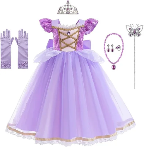 Vista 53 de Vestido de cumpleaños de princesa Sofía para niñas, disfraz de Halloween, concurso, Navidad, fiesta de noche, con accesorios