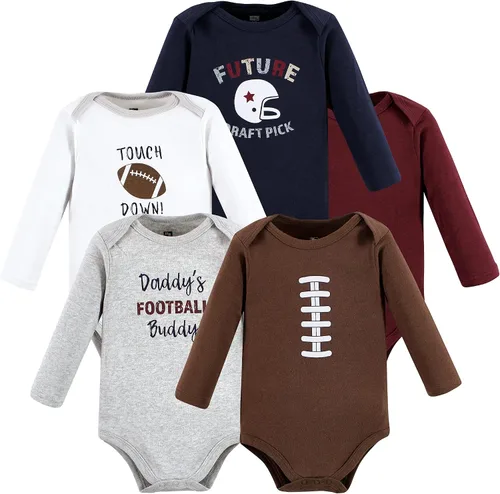Vista 129 de Hudson Baby baby-boys Cotton Long-sleeve Bodysuits 5-pack