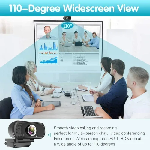 Vista 4 de Webcam HD 1080p, cámara HD para transmisión en vivo con micrófono estéreo, cámara web USB para PC de escritorio o portátil con ángulo de visión