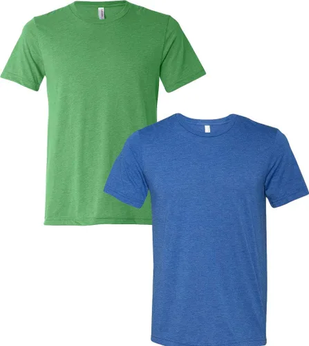 Vista 62 de Bella Canvas 3413c para hombre (1) Triblend verde + (1) Triblend rojo