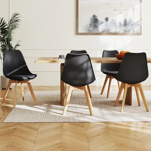 Vista 2 de LSSBOUGHT Sillas de comedor modernas de mediados de siglo con patas de Negro