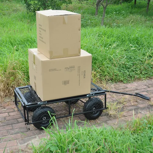 Vista 5 de Carro de jardín carro utilitario con lados extraíbles Carrito de herramientas Rueda Carretilla Capacidad de malla de acero se puede utilizar en Negro