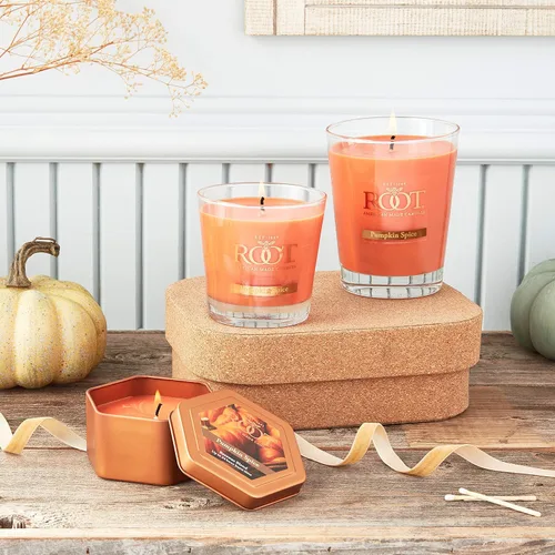 Vista 7 de Root Candles Velas Aromáticas de Otoño Panal de Miel Vela Artesanal Premium Mezcla de Cera de Abeja, Veriglass Pequeño, Especias de Calabaza