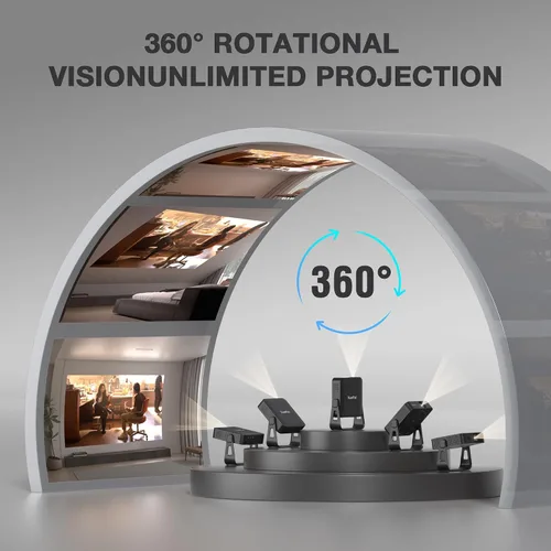 Vista 6 de [Officially-Licensed App & Auto Focus]Black Smart Mini Projector with WiFi and Bluetooth, XuanPad 4K Support Movie Projector, Portable Native 1080P