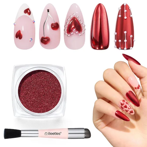 Vista 19 de Beetles Polvo de Uñas Cromado Blanco para Uñas de Gel, Polvo de Uñas Cromado Perlas, Polvo de Uñas con Efecto Espejo, Polvo de Uñas de Gel