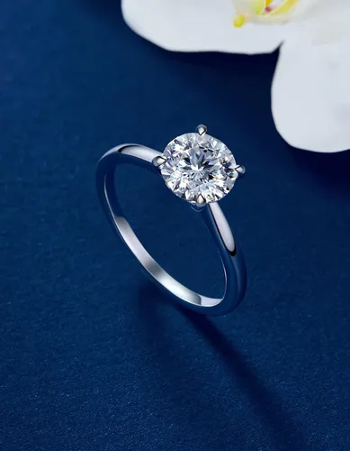Vista 9 de MomentWish Anillos de moissanita, anillos de moissanita de 1 quilates para mujer, anillos solitarios de plata de ley 925 con diamantes de imitación