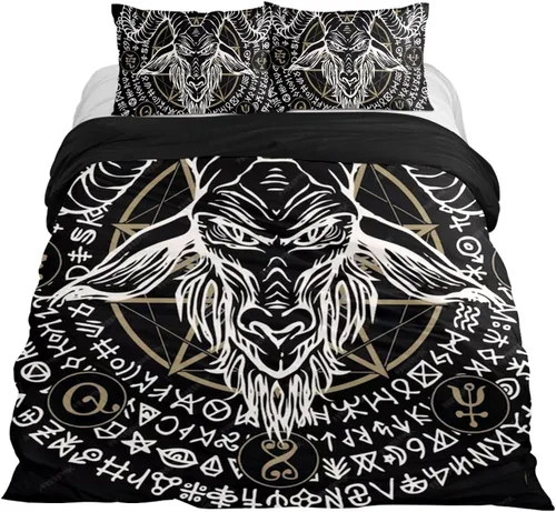 Vista 8 de Baphomet and Lucifer - Funda de edredón suave de 3 piezas para niños, juego de ropa de cama para niños, 1 funda de edredón + 2 fundas de almohada