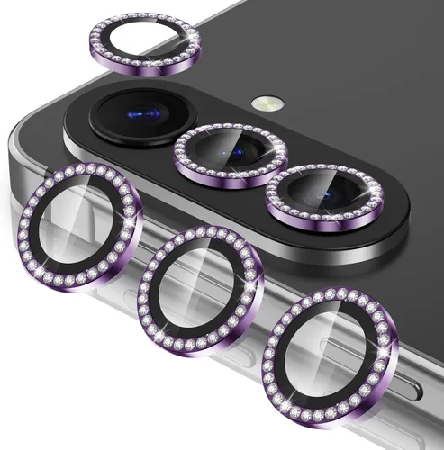 Vista 193 de Casetego Protector de lente de cámara para Galaxy Z Fold 8, [Diseño de purpurina mejorado], [Fuerte adherencia], lente de vidrio templado 9H negro