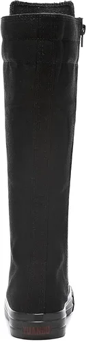 Vista 6 de Momuk - Botas de moda con cordones por encima de la rodilla para mujer, de lona, con cremallera, para niñas, zapatos escolares elegantes