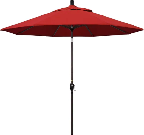 Vista 37 de California Umbrella Paraguas redondo de aluminio del mercado de 9', elevación de manivela, inclinación del botón, poste de bronce Azul (Air Blue)