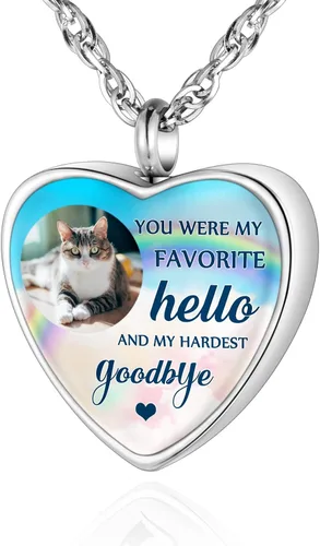 Vista 24 de XIUDA Collar de urna con foto personalizada para cenizas, collar de cenizas con foto personalizada, joyería de cremación para mujeres, collar