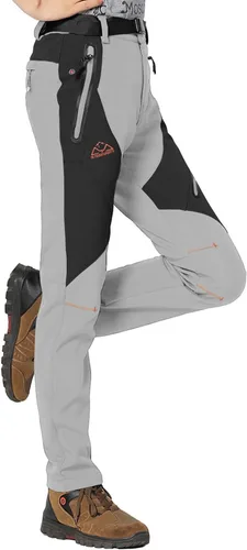 Vista 10 de Rdruko Pantalones de nieve para mujer, impermeables, aislados, con forro polar, térmico, para esquí, senderismo, pantalones de snowboard Verde