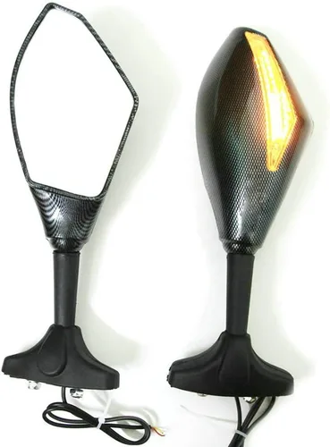 Vista 4 de Yibid Espejos laterales integrados para motocicleta con luz intermitente LED compatibles con Kawaski ZRX 1200S, ZZR1200, ZX-6R, 636, 6RR 1998-2006