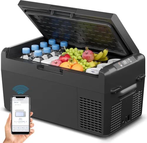 Vista 9 de Feelfunn Refrigerador de 12 voltios, congelador portátil de 16 cuartos (15 litros), enfriador eléctrico para automóvil, camión, RV, furgoneta