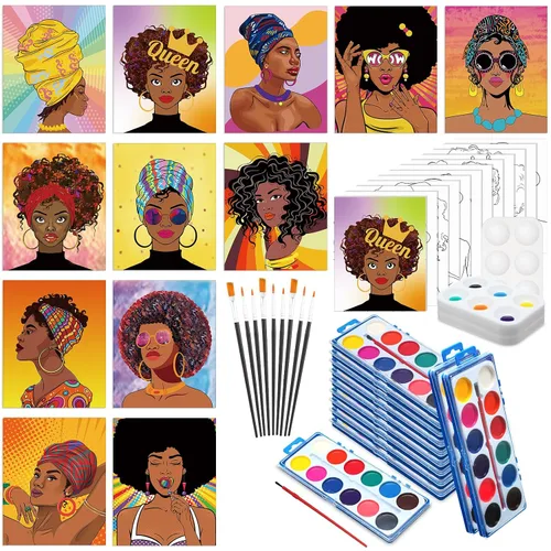 Vista 9 de Ctosree 12 juegos de lienzo predibujado para pintar adultos, kit de sorbo y pintura, lienzo preimpreso a granel para Pascua, Día de la Madre