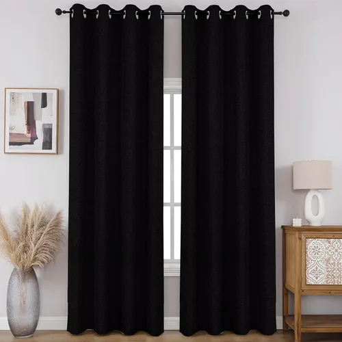 Vista 37 de CUCRAF - Juego de 2 paneles de cortinas de ventana con oscurecimiento total del 100%, de 54 pulgadas de largo, con aspecto de lino falso, cortinas