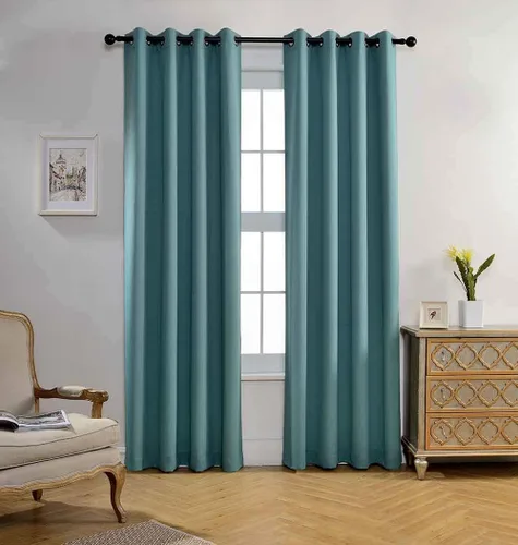 Vista 15 de Miuco paneles de cortina de oscurecimiento con arandelas, cortinas opacas con textura para salón, juego de 2