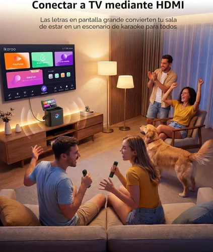 Vista 6 de Máquina de Karaoke Ikarao para Adultos, con Pantalla de Visualización de Letras, Tablet de Karaoke de 32GB, 2 Micrófonos Inalámbricos, Altavoz