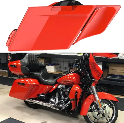 Vista 51 de Cubiertas laterales de alforjas estiradas para motocicleta, extensión extendida para Harley Touring 2014+ - Whisky ámbar Amber Whiskey