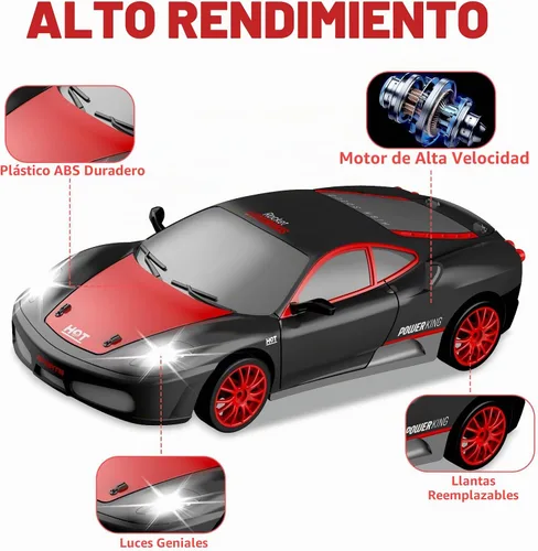 Vista 3 de Coches de Deriva RC, 2.4Ghz 1:24 Coche de Control Remoto 4WD de Alta Velocidad Deriva RC con Luz LED y Neumáticos de Deriva Coches de Juguete