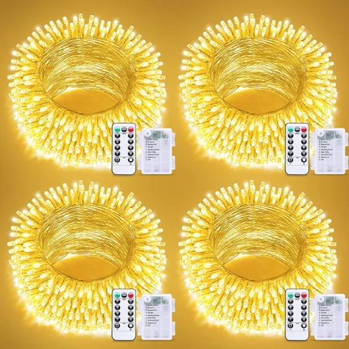 Vista 38 de JMEXSUSS 100 luces LED de Pascua de 33 pies, funciona con pilas, luces pastel para interiores y exteriores, luces coloridas para decoración de casa