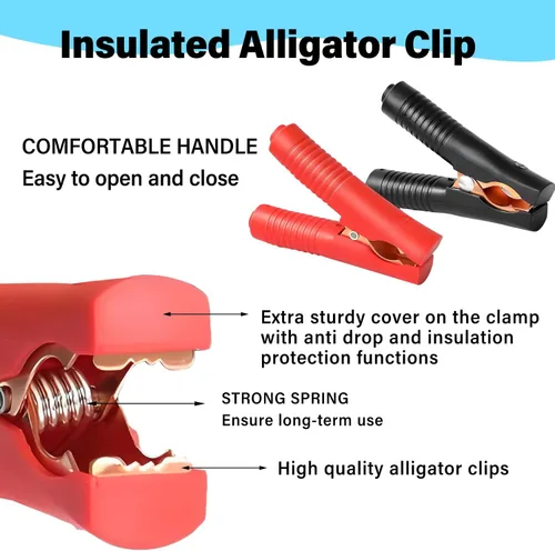Vista 4 de Cable de Arranque EC5 de 10AWG con Abrazaderas de Batería, Clips de Cocodrilo de 12V a Conector EC5 Cable de Extensión de Carga para Arrancador